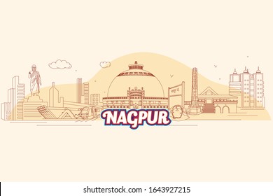 Nagpur City Linear Skyline vector illustration India