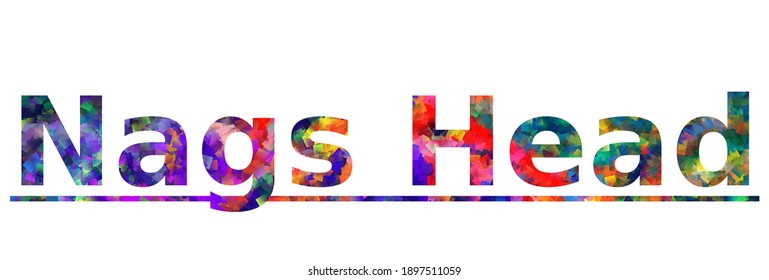 Cabeza de Nags. Cartel de texto de tipografía colorida. Vector la palabra que hace mella en el diseño de la cabeza. Se puede usar para logotipo, tarjeta, afiche, título y título hermoso