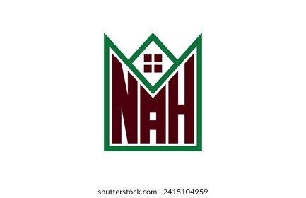 NAH initial letter real estate builders logo design vector. construction ,housing, home marker, property, building, apartment, flat, compartment, business, corporate, house rent, rental, commercial 