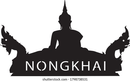 Naha Nongkhai Is a line drawing replicated from the serpent image at Tha Sadet Market Nong Khai Province and the image of Luang Pho Phra Sai