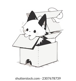 nahegelegene Katze, die in einen Kastenaufkleber passt Adorable Monochrome
