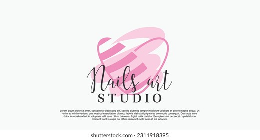 logotipo del salón de belleza de arte uñas con concepto creativo vector premium