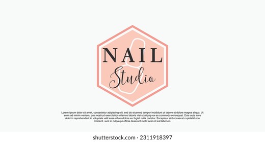 nail art beauty salon logo with creative concept premium vector