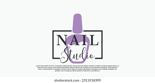 nail art beauty salon logo with creative concept premium vector