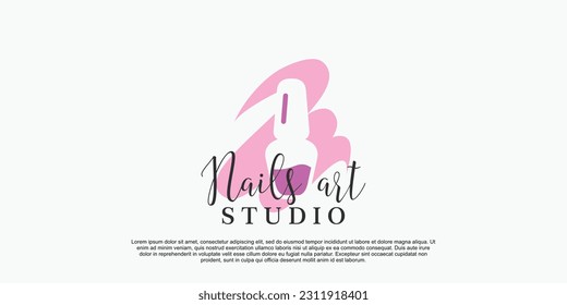 nail art beauty salon logo with creative concept premium vector
