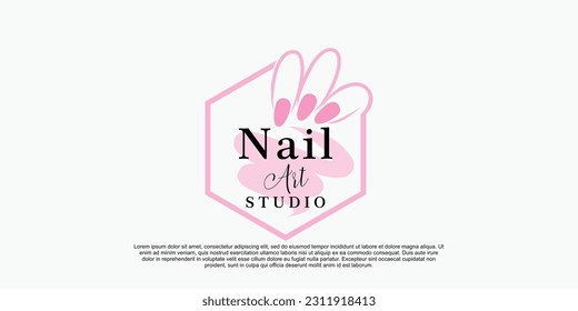 nail art beauty salon logo with creative concept premium vector