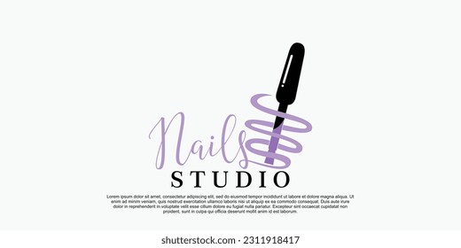 nail art beauty salon logo with creative concept premium vector