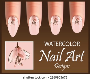 Nail Art designs for watercolor, white nails with design, light pink, nails design