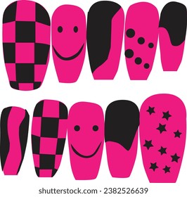 nail art gel polish black pink