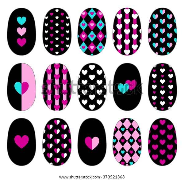 nail art heart design templates manicure stock vector royalty free 370521368 shutterstock