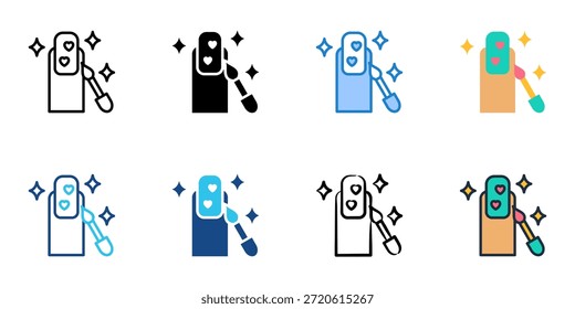 Nail art icons set multiple style collection. Editable stroke 
