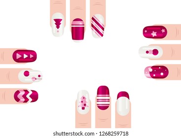 Nail art light banner template. New year collection promo design.