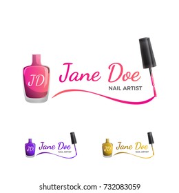 Plantilla de logotipo de arte nail con esmalte de uñas