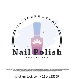 Nail art or nail polish for beauty logo design with unique concept Premium Vector