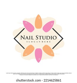 Nail art or nail polish for beauty logo design with unique concept Premium Vector