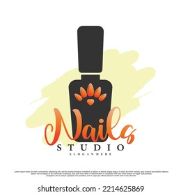 Nail art or nail polish for beauty logo design with unique concept Premium Vector