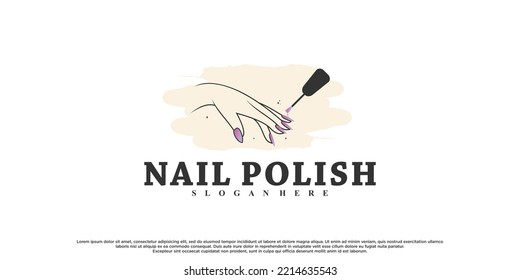 Nail art or nail polish for beauty logo design with unique concept Premium Vector