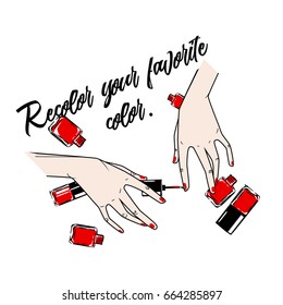 Nail art and nail polish drawing vector