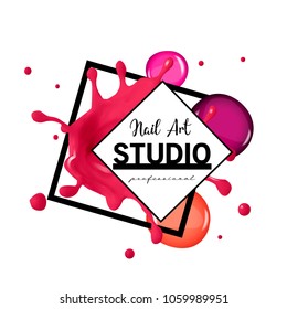 Nail Art Studio Logo Design Template.