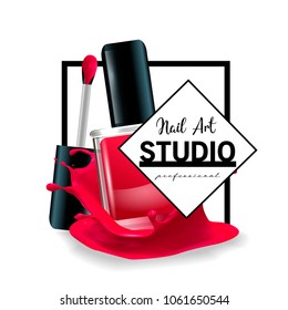 Nail Art Studio Logo Design Template.