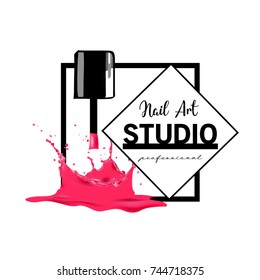 Nail Art Studio Logo Design Template.