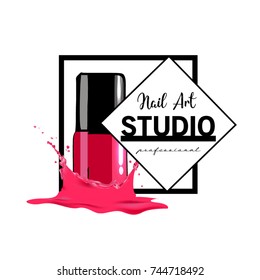 Nail Art studio logo design template.