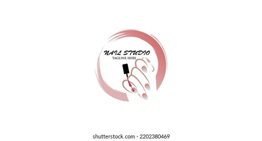 Nail art studio or nail polish icon design template Premium Vector