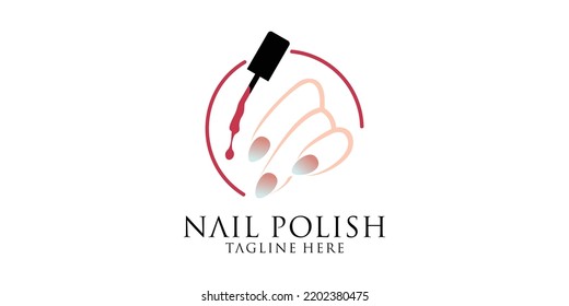 Nail art studio or nail polish icon design template Premium Vector