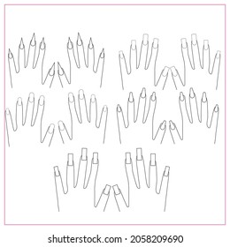 Nail art template, nail design, hands with nails