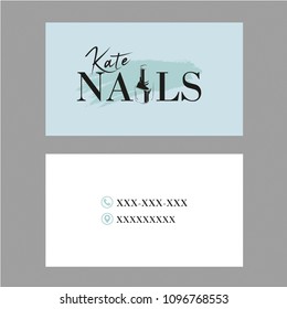 Nail Artist Business Card With Logo And Nail Polish Bottle. Vector Template