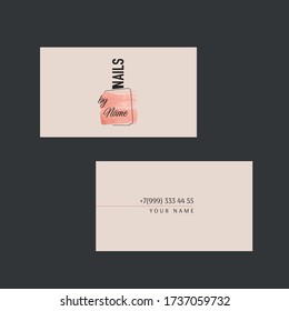 Nail Artist Business Card With Logo. Nail Polish Bottle Logo