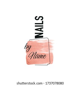 Nail artist logo. Nail polish bottle with brush stroke.