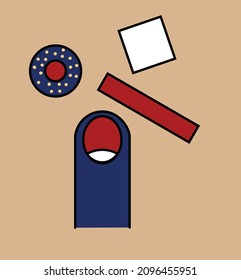 Nail balance with geometry items vector illustration isoalted. Concept for logo, print, cards