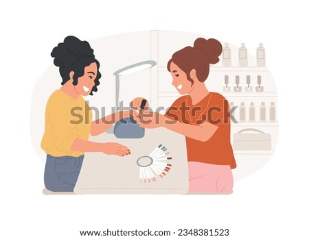 Nail bar isolated concept vector illustration. Nail polish, french manicure, spa and beauty salon, pedicure studio, woman fashion, paint color, nail art design, cosmetic shop vector concept.