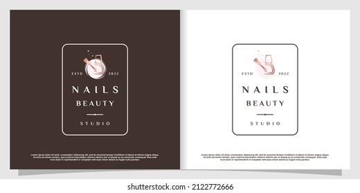 Nail beauty logo design for beauty with creative element concept Premium Vector