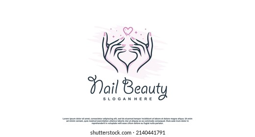 Nail beauty logo design with creative element style for fashion Premium Vector