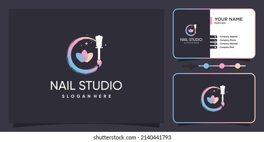 Nail beauty logo design with creative element style for fashion Premium Vector