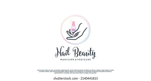 Nail beauty logo design with creative element style for fashion Premium Vector