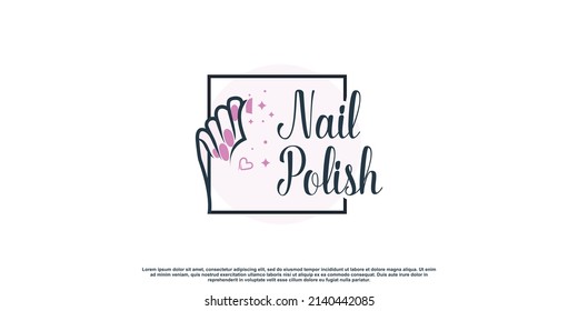 Nail beauty logo design with creative element style for fashion Premium Vector