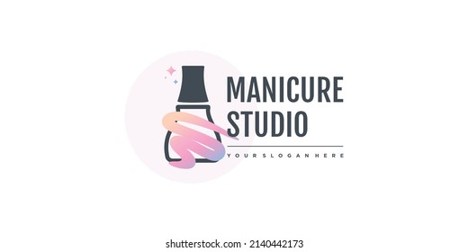 Nail beauty logo design with creative element style for fashion Premium Vector