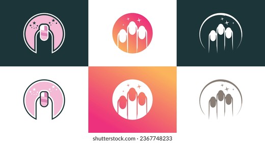 Nail beauty logo design element vector with modern concept