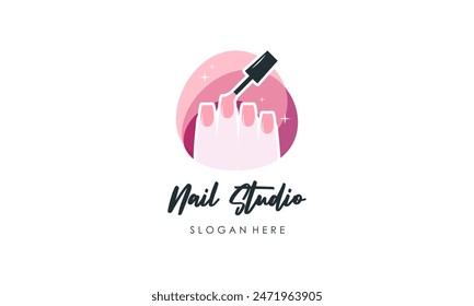 Nail beauty logo design vector
