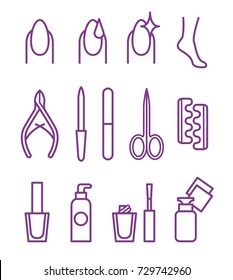 Nail Beauty Spa Manicure Vector Icon Set