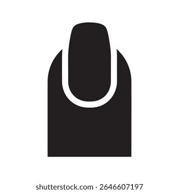 Ícone de cuidados com as unhas com uma unha manicurada para o tratamento de salão de beleza cuidado com as mãos e profissional de arte de unhas cosmetology vetor ícone de glifo sólido