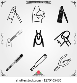 Nail care icon. Pedicure and manicure equipment. Vector illustrations