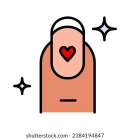 Nail care icon, polish or gel for nails, manicure salon, color web symbol. Manicure finger flat icon. Simple style sign for mobile concept and web design. Hand nail manicure vector icon.