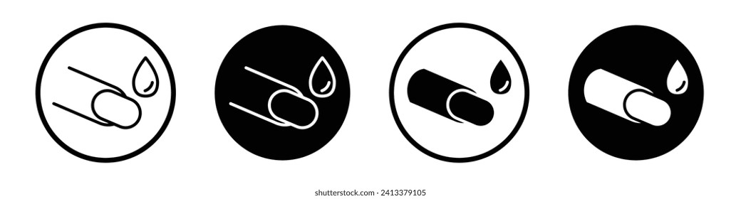 Nail care icon set. Women fingernail polish and care vector symbol in a black filled and outlined style. Saloon healthy Hand manicure sign.