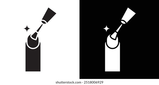 Ilustración de línea delgada plana de Vector de icono de cuidado de uñas