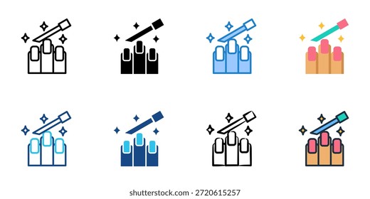 Nail care icons set multiple style collection. Editable stroke 
