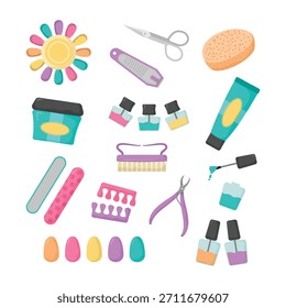 Cuidado De Las Uñas Manicura Y Pedicura Elementos Ilustración Colección